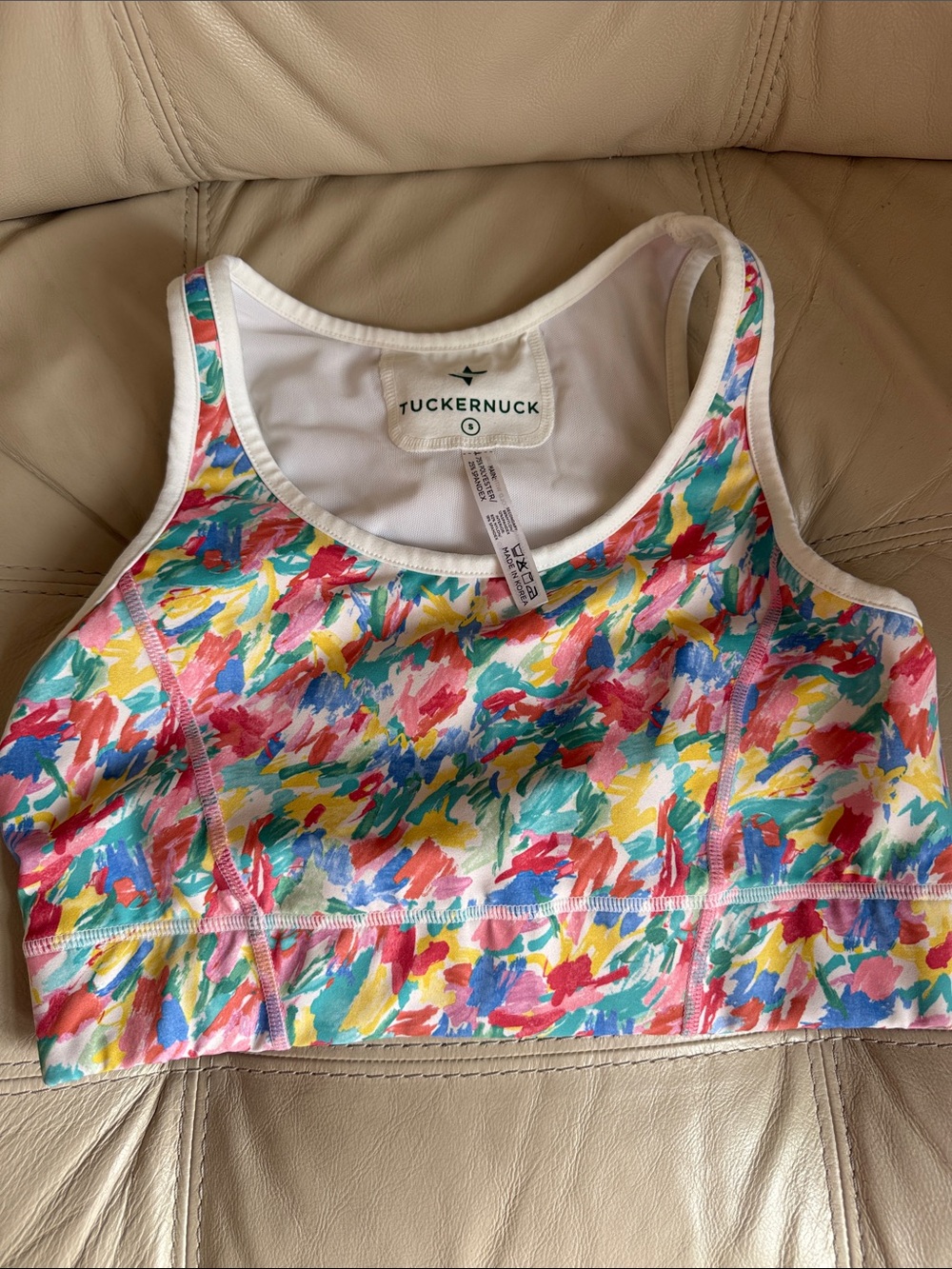 Tuckernuck Bright Multicolor Floral Crop Sports Bra